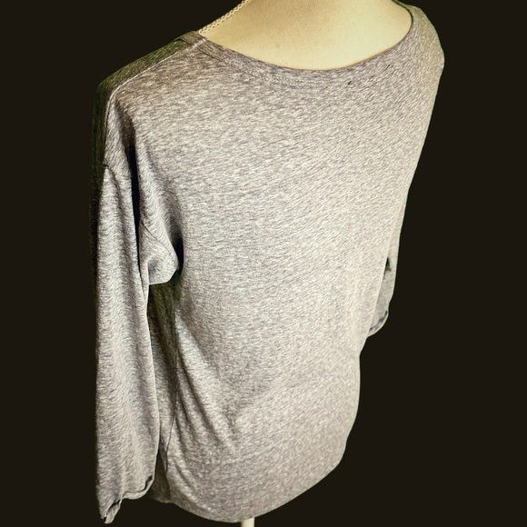 J. Crew Heathered Gray Crystal & Sequin Bejeweled 3/4 Sleeve Tee Shirt Size XS - Picture 8 of 11
